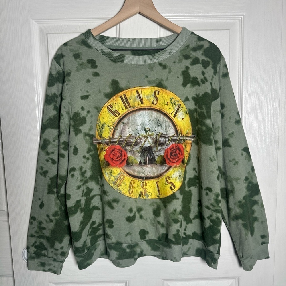 Authentic Guns N Roses 2X Women’s Long Sleeve Sweatshirt Sweater Tie-Dye Green